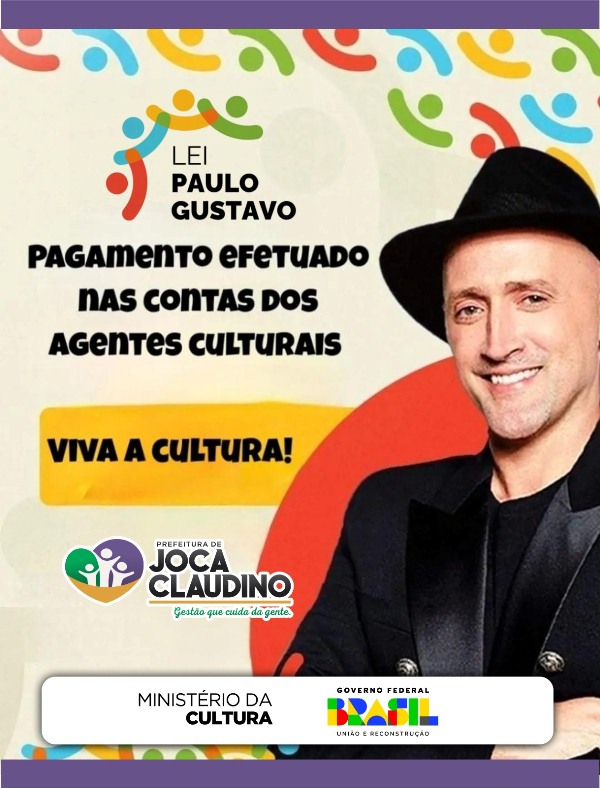 Prefeitura de Joca Claudino realiza pagamentos da Lei Paulo Gustavo para artistas e agentes culturais do município