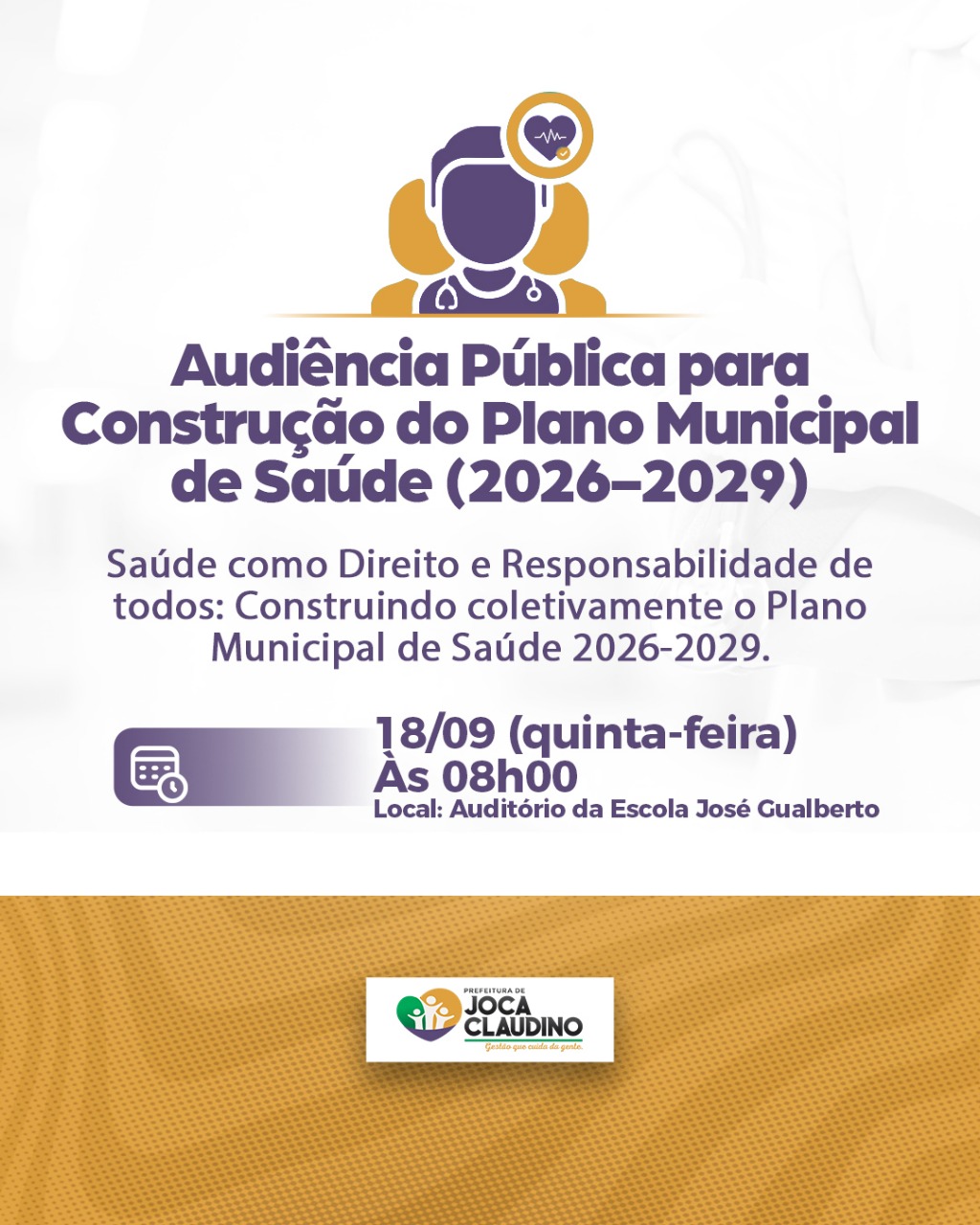 Prefeitura realizará audiência pública para construção do Plano Municipal de Saúde 2026-2029