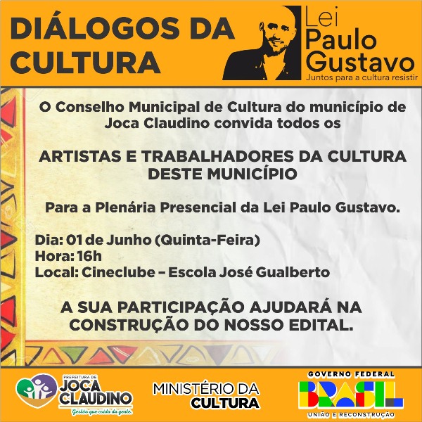 Convite: Implementação da Lei Paulo Gustavo no Município
