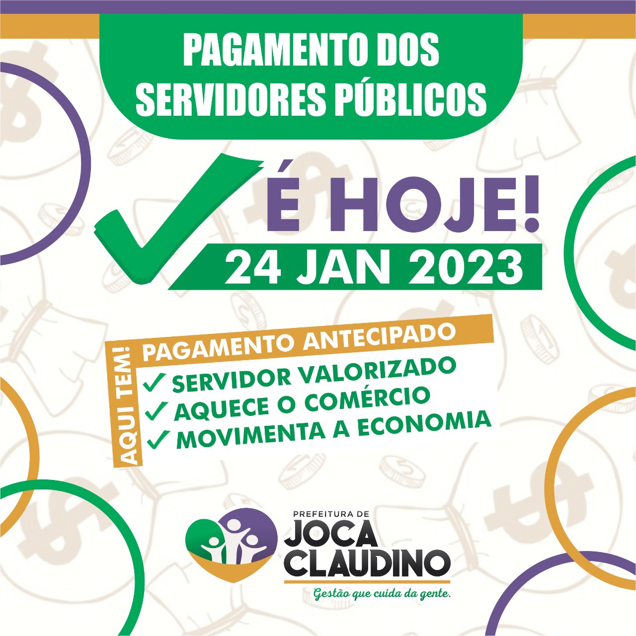 Prefeito Rinaldo Cipriano realiza pagamento dos servidores de Joca Claudino mais uma vez de forma antecipada