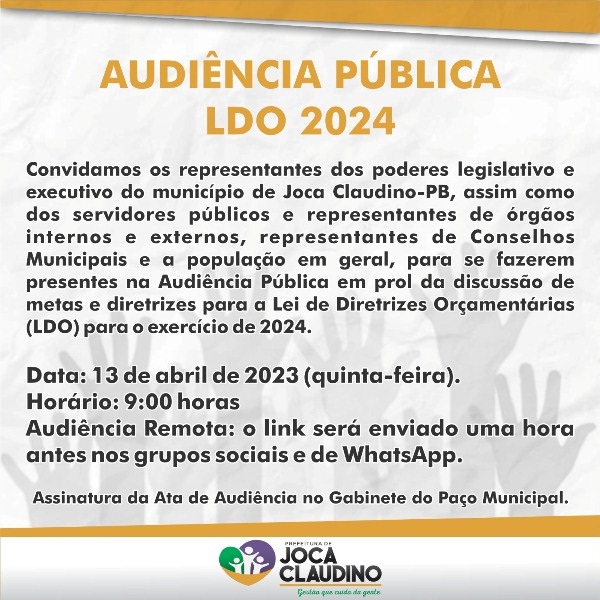 Audiência Pública Lei de Diretrizes Orçamentárias (LDO) para o exercício de 2024